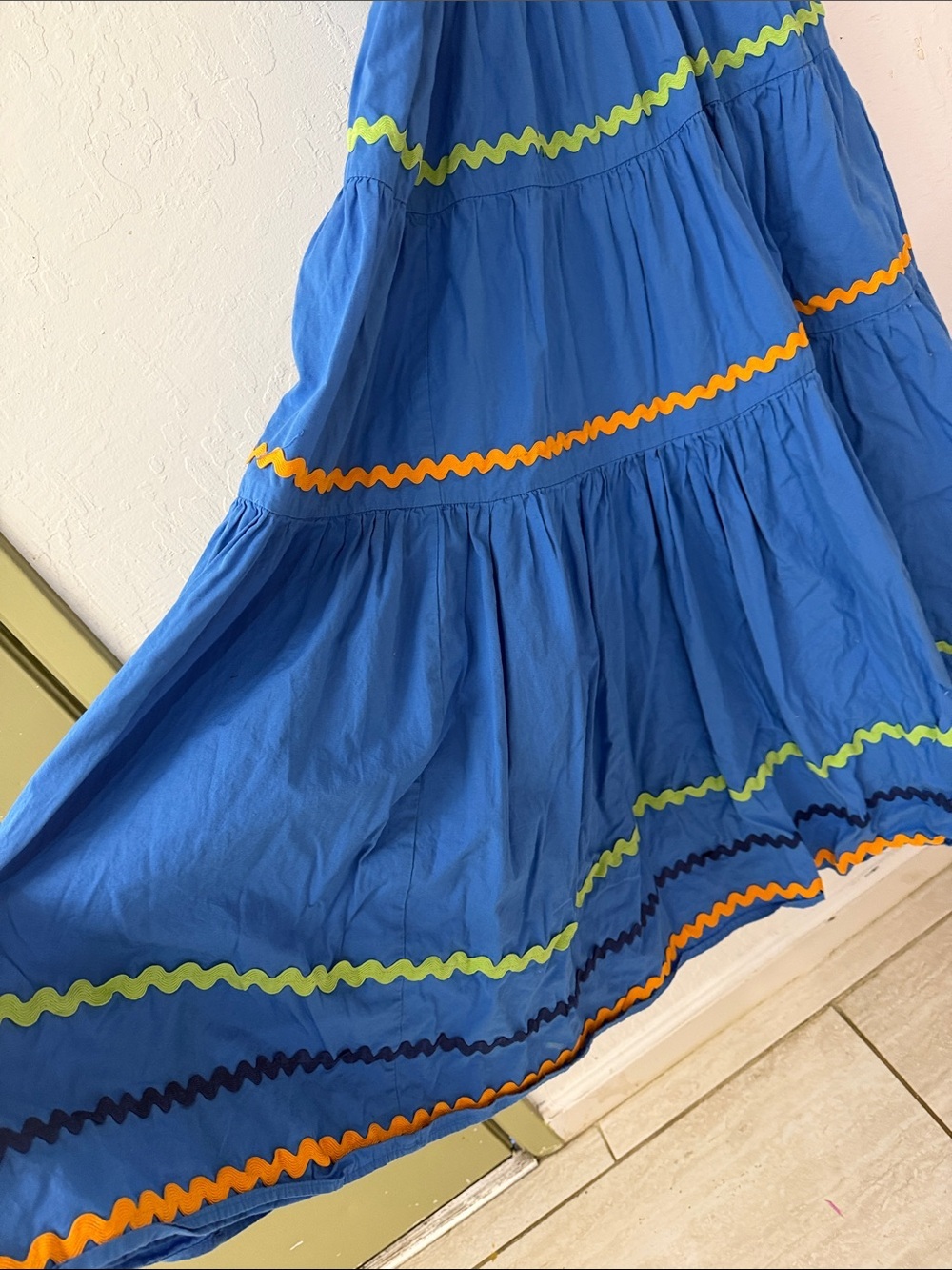 Anthropologie Helena SquareNeck Tiered Midi Dress Smocked Scallop Blue XS - Picture 4 of 8